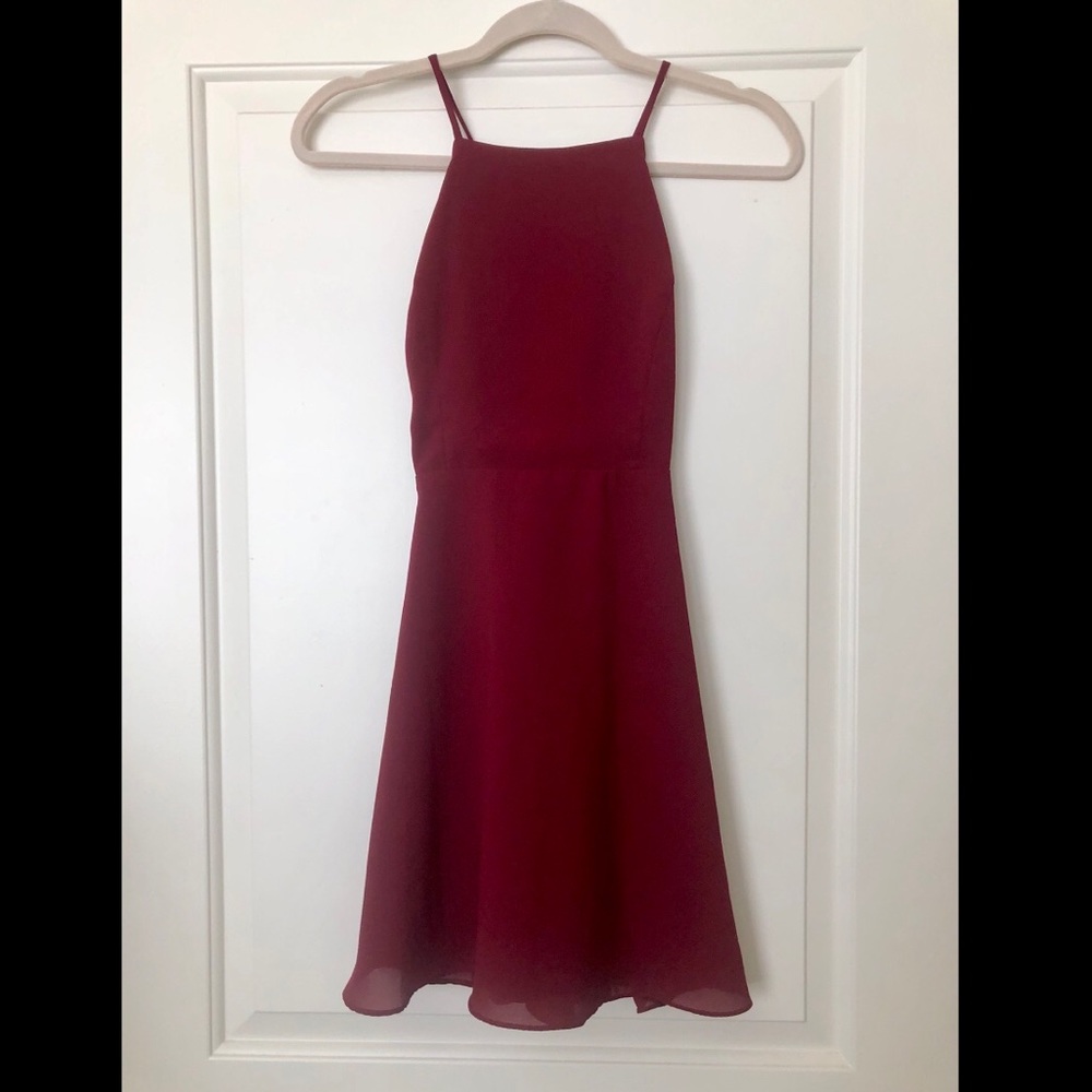 Burgundy Backless Dress